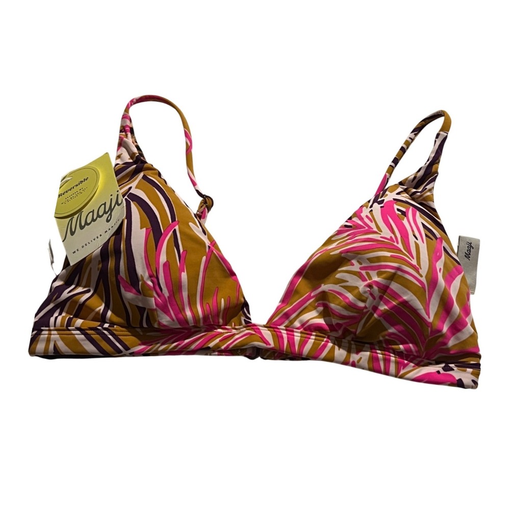 MAAJI Bikini Top Womens L Multi-Color NEW Reversible Palm Leopard